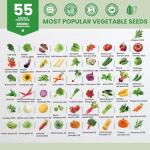 55 Vegetable Seeds Variety Pack - 39,000+ Heirloom Seeds for Planting Vegetables and Fruits, Non-GMO Garden Seeds for Outdoor Planting Christmas Unique Gift for Mother, Women, Mom, Friend