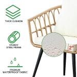 PORWEY 3 Piece Patio Bistro Set, Outdoor Wicker Apartment Balcony Furniture Sets, Rattan Table and Chairs Set of 2 for Porch Backyard Lawn Poolside Deck, Beige