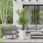 4.5FT/50Finch Artificial Palm Tree, Tall Faux Plants Indoor Tropical Areca with White Planter and Lifelike Leaves, Fake Potted Trees for Living Room Bedroom Home Office Outdoor Porch Decor