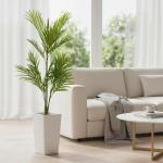 4.5FT/50Finch Artificial Palm Tree, Tall Faux Plants Indoor Tropical Areca with White Planter and Lifelike Leaves, Fake Potted Trees for Living Room Bedroom Home Office Outdoor Porch Decor