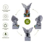 Philodwell Gothic Gargoyle Garden Statues: Outdoor Sculptures with Succulent Lights Decor for Patio Lawn Yard Art - Gifts for Mom Grandma