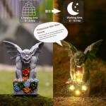 Philodwell Gothic Gargoyle Garden Statues: Outdoor Sculptures with Succulent Lights Decor for Patio Lawn Yard Art - Gifts for Mom Grandma