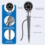 Svuikoar Low-Voltage Landscape Lighting, die-cast Aluminum Outdoor Landscape Spotlight, IP65 Courtyard Light, Garden Light, 12V 6W 700LM Warm White 3000K, with Connector, 4-Piece Set (No Transformer)