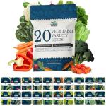 20 Vegetable Seeds Variety Pack - Complete Grow Kit Heirloom Vegetables Indoor Outdoors Vegetable Seeds, Tomatos, Broccoli, Carrots, Lettuce & More - DIY Starter Kit (Seeds Only)