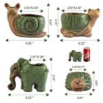 Small Succulent Pots with Drainage, Indoor/Outdoor Ceramic Animal Planter, Cute Cactus/Bonsai Small Flower Pots for Home Decor and Office Desk Decoration, A Set of 4 Pieces is Suitable as A Gift