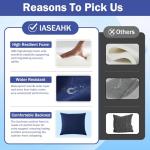 IASEAHK Outdoor Seat Cushion Set, Waterproof & Fade Resistant Patio Chair Cushions, Outdoors Cushion for Patio Furniture, 24 x 24 x 5.75 Inch, Outdoor Couch Cushions with Handle and Ties, Navy Blue