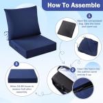 IASEAHK Outdoor Seat Cushion Set, Waterproof & Fade Resistant Patio Chair Cushions, Outdoors Cushion for Patio Furniture, 24 x 24 x 5.75 Inch, Outdoor Couch Cushions with Handle and Ties, Navy Blue