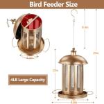 IWNTWY Bird Feeder, Large Capacity Bird Feeders for Outdoor Hanging, Heavy Duty Metal Wild Birdfeeder for Outside Garden Yard Decor, Retro Lantern Shape