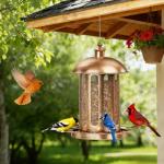 IWNTWY Bird Feeder, Large Capacity Bird Feeders for Outdoor Hanging, Heavy Duty Metal Wild Birdfeeder for Outside Garden Yard Decor, Retro Lantern Shape