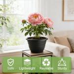 RooTrimmer 15 Pack 11 Inch Plant Pots with Drainage Holes,Black Plastic Flower Pots with Hanging Holes,Durable Planters for Indoor & Outdoor Plants,Nursery Pots