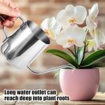 Small Plant Watering Can, 12oz/350ml Stainless Steel Tiny Mini Plant Watering Pot with Long Spout Accessories Tools for Indoor Outdoor Garden Flowers Bonsai (Silver)