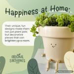 Original Earthlings Sitting Small Plant Pot - 4 Inch Cute Plant Pot - Succulent & Cactus Christmas Planters, Removable Drainage Plug, Cute Decor Plant Gifts for Plant Lovers, Teacher Gifts