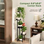 Bamworld Tall Plant Stand Indoor Outdoor, Corner Metal Flower Pot Stands for Multiple Plants, 4 Tier Heavy Duty Plant Shelf for Patio Garden Balcony Living Room Bedroom(Patent Design)