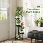 Bamworld Tall Plant Stand Indoor Outdoor, Corner Metal Flower Pot Stands for Multiple Plants, 4 Tier Heavy Duty Plant Shelf for Patio Garden Balcony Living Room Bedroom(Patent Design)