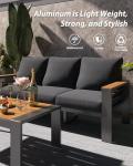 Aoxun Aluminum Outdoor Patio Furniture Set, 5 Seats Outdoor Sectional with Coffee Table, Patio Conversation Sets with Upgraded Armrests and Cushions for Backyard, Garden and Poolside