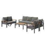 Aoxun Aluminum Outdoor Patio Furniture Set, 5 Seats Outdoor Sectional with Coffee Table, Patio Conversation Sets with Upgraded Armrests and Cushions for Backyard, Garden and Poolside