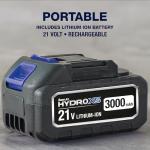 Ontel Turbo Jet HydroX5 Pro Portable Cordless Pressure Washer (21V 3000mAh Battery), 6-in-1 Nozzle, Dual Water Source, 16ft Detachable Hose