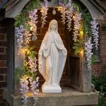 JXNCJXZG Virgin Mary Statue, 31.1'' H Outdoor Statue Garden Decor Mother Mary Statue for Patio Yard Home Hallway Entryway Magnesium Oxide Stone Large Outdoor/Indoor Decor Sculptures Gray White