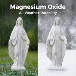 JXNCJXZG Virgin Mary Statue, 31.1'' H Outdoor Statue Garden Decor Mother Mary Statue for Patio Yard Home Hallway Entryway Magnesium Oxide Stone Large Outdoor/Indoor Decor Sculptures Gray White