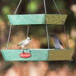 Kingsyard 2 Tier Large Platform Bird Feeders for Outdoors Hanging, 5 lbs Capacity Recycled Plastic Flat Mealworm Bird Feeder Tray, Garden Decoration Attracting Cardinal Blue Jay, Green