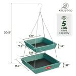 Kingsyard 2 Tier Large Platform Bird Feeders for Outdoors Hanging, 5 lbs Capacity Recycled Plastic Flat Mealworm Bird Feeder Tray, Garden Decoration Attracting Cardinal Blue Jay, Green