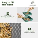 Kingsyard 2 Tier Large Platform Bird Feeders for Outdoors Hanging, 5 lbs Capacity Recycled Plastic Flat Mealworm Bird Feeder Tray, Garden Decoration Attracting Cardinal Blue Jay, Green