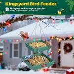 Kingsyard 2 Tier Large Platform Bird Feeders for Outdoors Hanging, 5 lbs Capacity Recycled Plastic Flat Mealworm Bird Feeder Tray, Garden Decoration Attracting Cardinal Blue Jay, Green