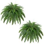 Dkaltm Artificial Boston Fern Bush- Set of 2 Large Artificial Ferns for Outdoors, 45Inch Large Faux Ferns, Suitable for Office & Living Room Decor, 55Branches for Each Bouquet