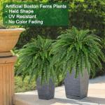 Dkaltm Artificial Boston Fern Bush- Set of 2 Large Artificial Ferns for Outdoors, 45Inch Large Faux Ferns, Suitable for Office & Living Room Decor, 55Branches for Each Bouquet