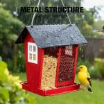 Veehoo Bird Feeders for Outdoors Hanging, 2 in 1 Wild Cardinal Finch Feeder for Thistle Mixed Seeds, Dual Decorative Metal Bird Feeder Weather Resistant for Balcony Garden Outside