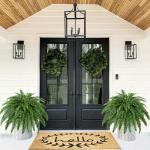 Dkaltm Artificial Boston Fern Bush- Set of 2 Large Artificial Ferns for Outdoors, 45Inch Large Faux Ferns, Suitable for Office & Living Room Decor, 55Branches for Each Bouquet