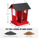 Veehoo Bird Feeders for Outdoors Hanging, 2 in 1 Wild Cardinal Finch Feeder for Thistle Mixed Seeds, Dual Decorative Metal Bird Feeder Weather Resistant for Balcony Garden Outside