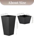Sziqiqi Tall Planter for Indoor Outdoor: Set of 2 Large 21.6in Metal Taper Plant Pots with Inner Pots - Square Black Flower Pot with Drainage Holes for Outside Front Door Patio Garden Floor