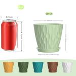 SQKH 4 Inch Plant Pots, 6 Pack Indoor Flower Pots, Planters with Drainage Holes and Trays for Orchids, Violets, Succulents, Herbs, and Other Plants,Corolful