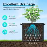 Land Guard 4-Pack Fabric Grow Bags 15 Gallon, Thickened Nonwoven Garden Pots, Growing Bags with Handles, Black