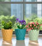 SQKH 4 Inch Plant Pots, 6 Pack Indoor Flower Pots, Planters with Drainage Holes and Trays for Orchids, Violets, Succulents, Herbs, and Other Plants,Corolful