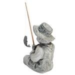 Design Toscano Frederic the Little Fisherman of Avignon Boy Fishing Garden Statue, 15 Inch Tall, Cast Stone Resin, Two Tone Stone Finish