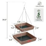 Kingsyard 2 Tier Large Platform Bird Feeders for Outdoors Hanging, 5 lbs Capacity Recycled Plastic Flat Mealworm Bird Feeder Tray, Garden Decoration Attracting Cardinal Blue Jay, Brown