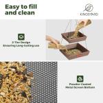 Kingsyard 2 Tier Large Platform Bird Feeders for Outdoors Hanging, 5 lbs Capacity Recycled Plastic Flat Mealworm Bird Feeder Tray, Garden Decoration Attracting Cardinal Blue Jay, Brown