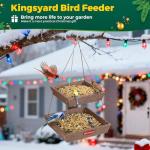 Kingsyard 2 Tier Large Platform Bird Feeders for Outdoors Hanging, 5 lbs Capacity Recycled Plastic Flat Mealworm Bird Feeder Tray, Garden Decoration Attracting Cardinal Blue Jay, Brown