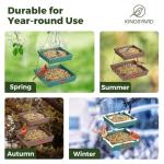 Kingsyard 2 Tier Large Platform Bird Feeders for Outdoors Hanging, 5 lbs Capacity Recycled Plastic Flat Mealworm Bird Feeder Tray, Garden Decoration Attracting Cardinal Blue Jay, Brown