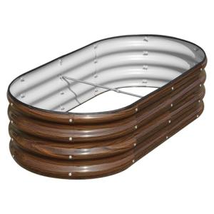 Galvanized Oval Raised Garden Bed Planter Box