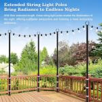 4 Pack String Light Poles,10 Ft Metal Poles with Fork for Outdoor String Lights,Outdoor Light Poles with Fork,Poles/Post/Stand for Outside,Patio,Deck,Backyard,Garden Wedding,Party