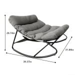 CHIQUERID Patio Outdoor Rocking Chair,Oversized Papasan Rocking Chair with Cushion,Lounge Chair Outdoor/Indoor,Supports 450 Lbs,Comfy Chair for Garden/Lawn/Brown/Bedroom/Living Room，Gray