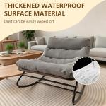 CHIQUERID Patio Outdoor Rocking Chair,Oversized Papasan Rocking Chair with Cushion,Lounge Chair Outdoor/Indoor,Supports 450 Lbs,Comfy Chair for Garden/Lawn/Brown/Bedroom/Living Room，Gray