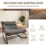 CHIQUERID Patio Outdoor Rocking Chair,Oversized Papasan Rocking Chair with Cushion,Lounge Chair Outdoor/Indoor,Supports 450 Lbs,Comfy Chair for Garden/Lawn/Brown/Bedroom/Living Room，Gray