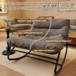 CHIQUERID Patio Outdoor Rocking Chair,Oversized Papasan Rocking Chair with Cushion,Lounge Chair Outdoor/Indoor,Supports 450 Lbs,Comfy Chair for Garden/Lawn/Brown/Bedroom/Living Room，Gray