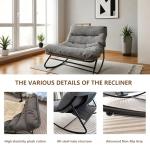 CHIQUERID Patio Outdoor Rocking Chair,Oversized Papasan Rocking Chair with Cushion,Lounge Chair Outdoor/Indoor,Supports 450 Lbs,Comfy Chair for Garden/Lawn/Brown/Bedroom/Living Room，Gray