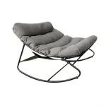 CHIQUERID Patio Outdoor Rocking Chair,Oversized Papasan Rocking Chair with Cushion,Lounge Chair Outdoor/Indoor,Supports 450 Lbs,Comfy Chair for Garden/Lawn/Brown/Bedroom/Living Room，Gray