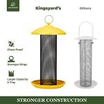Kingsyard Finch Feeders for Outdoors Hanging, Metal Mesh Tube Bird Feeder for Nyjer/Thistle Seed, 2.5 lbs Large Capacity (Yellow)